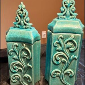 Elegant Turquoise Ceramic Canister Set